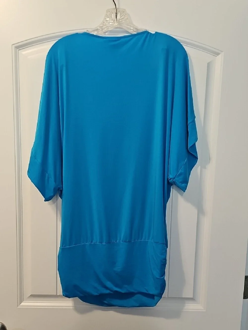 Michael Kors Bright Teal Blue Dolman Sleeve Swim Tunic with MK Ring